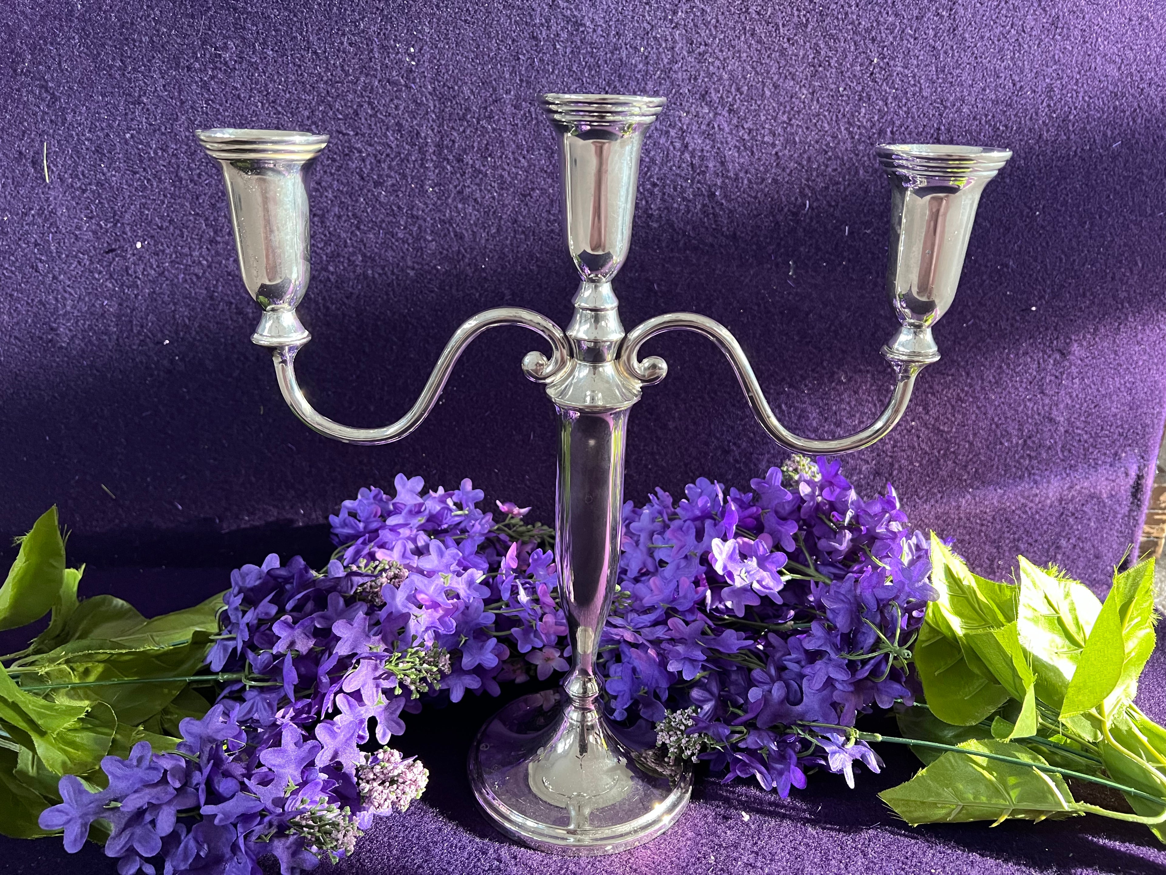 Vintage Godinger Silver-Plated 3-Light Candelabra – Classic Polished Silver Table Centrepiece