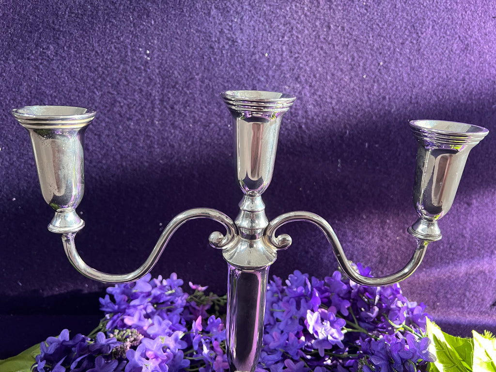 Vintage Godinger Silver-Plated 3-Light Candelabra – Classic Polished Silver Table Centrepiece