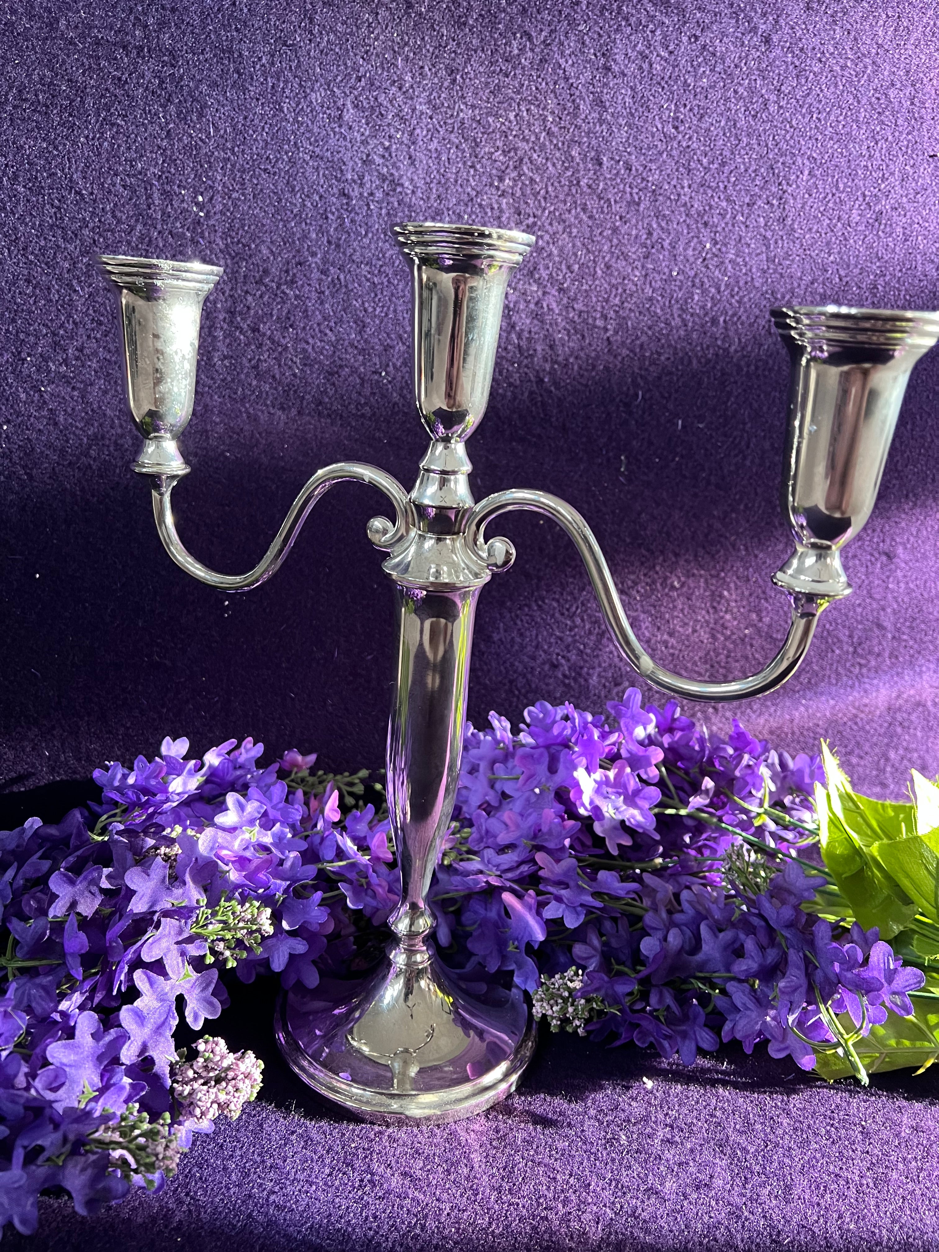 Vintage Godinger Silver-Plated 3-Light Candelabra – Classic Polished Silver Table Centrepiece