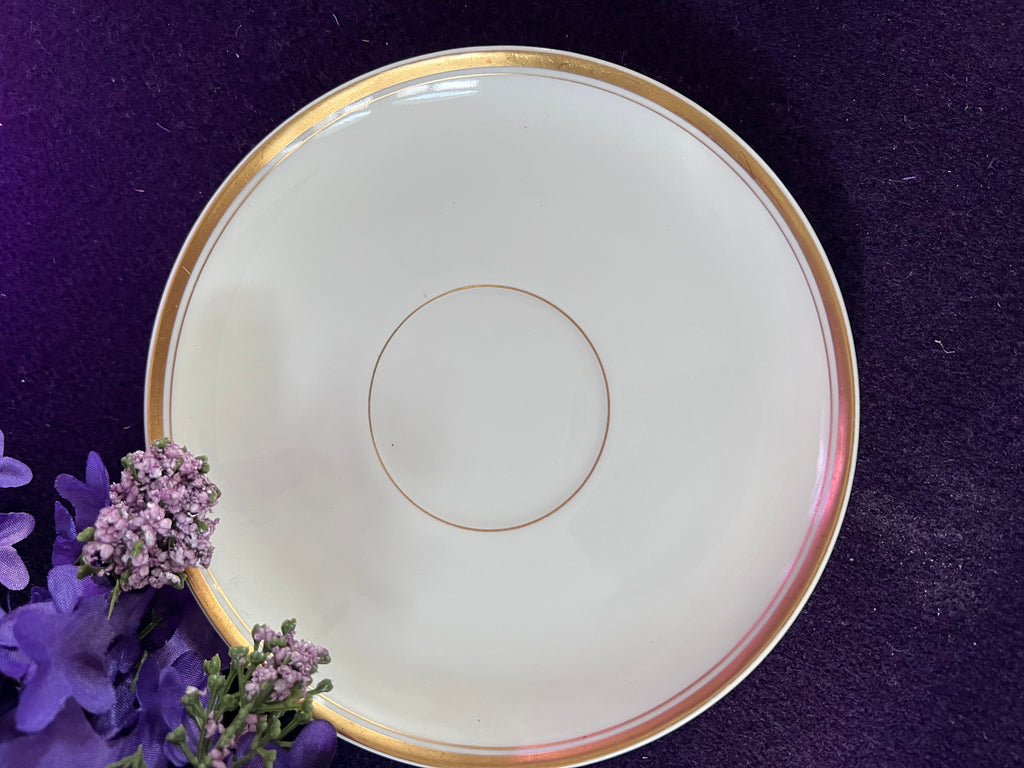 Antique Limoges Elite France Teacups & Saucers Set | Gold Trim Pedestal Porcelain