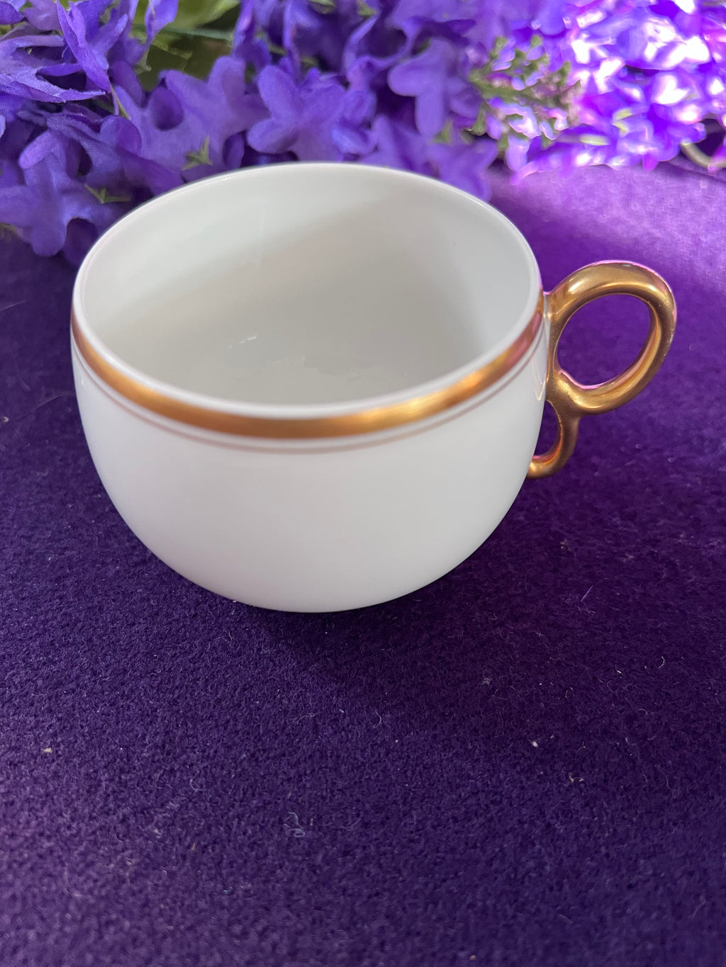 Antique Limoges Elite France Teacups & Saucers Set | Gold Trim Pedestal Porcelain