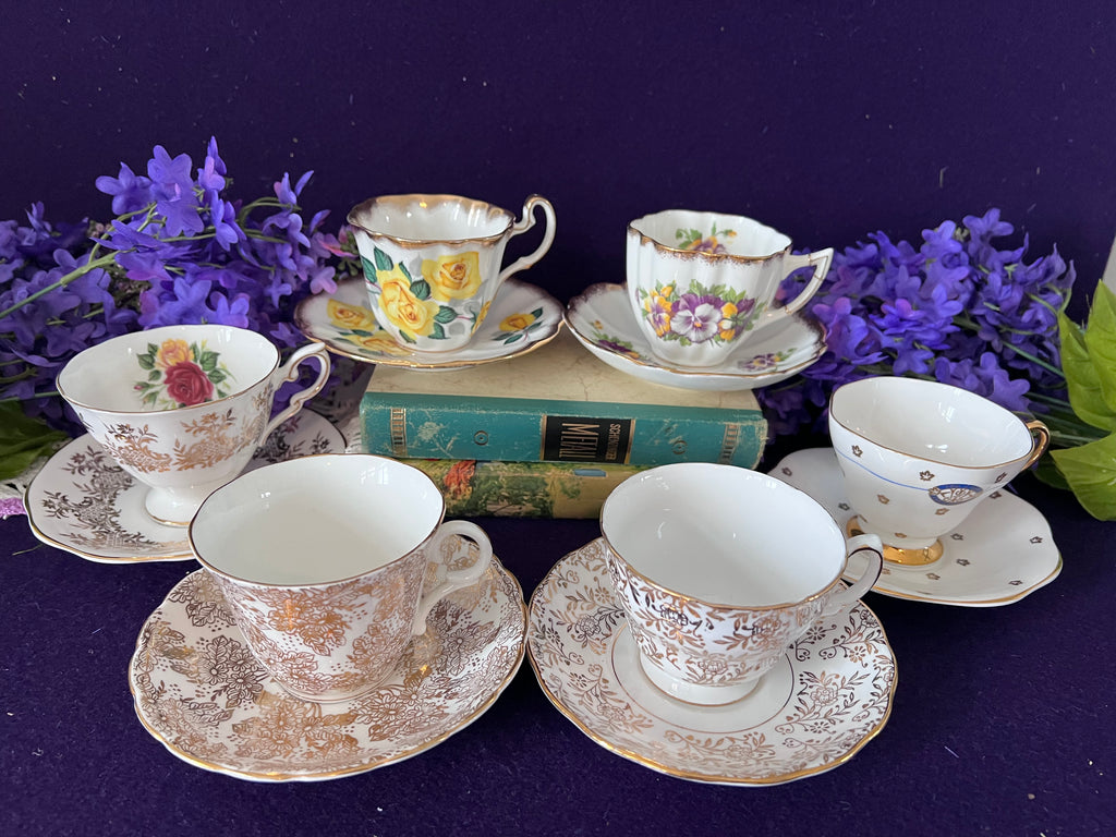 Curated Vintage English Fine Bone China Teacup & Saucer Sets — Choose Your Style