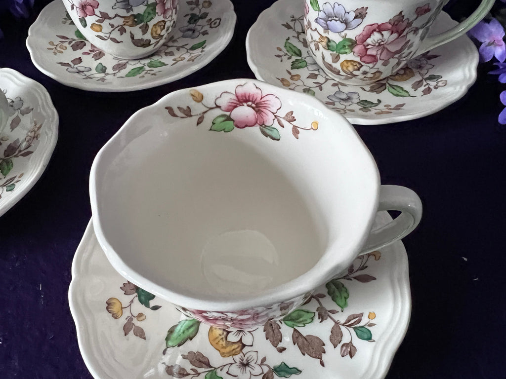 Royal Doulton ‘Monmouth’ Teacups, Set of 4 | D.6195 Vintage English Bone China