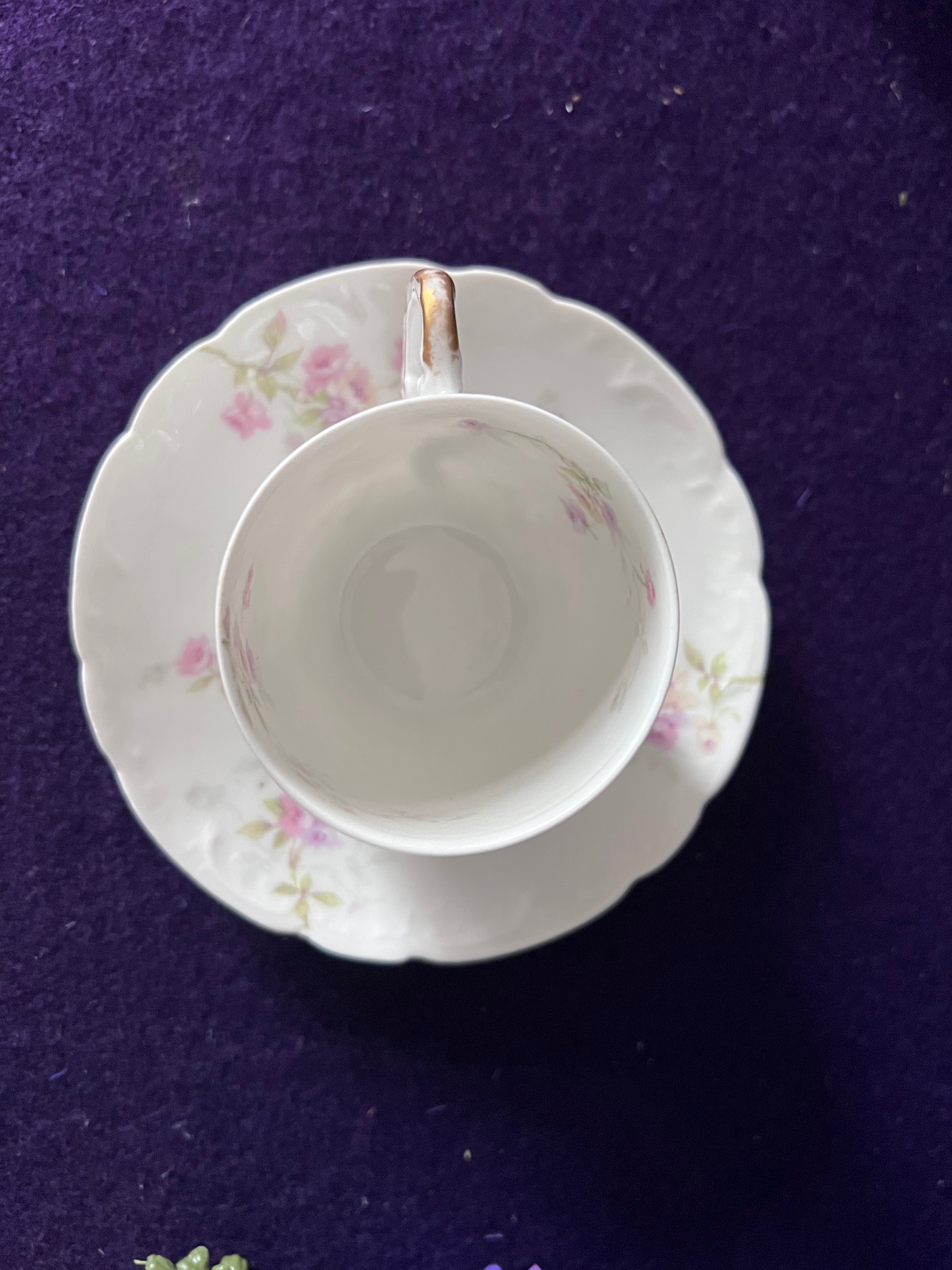 Théo Haviland Limoges Demitasse Cups & Saucers, Set of 3 | Vintage French Porcelain Floral