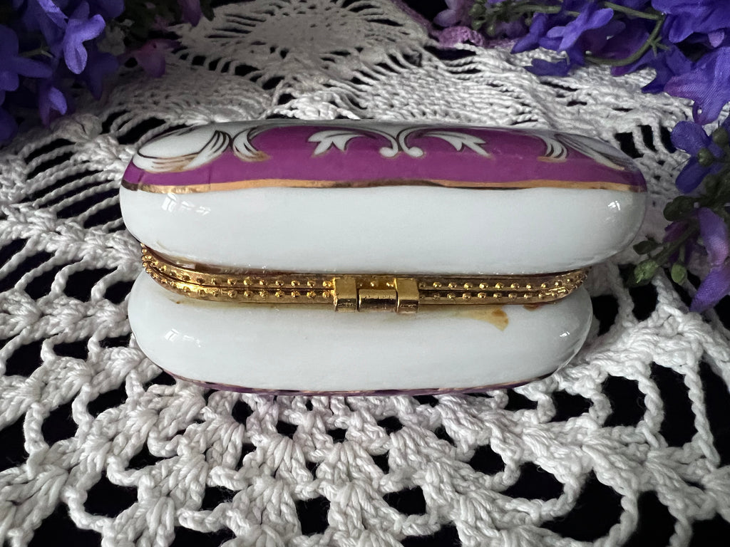 Adeline Collection Ceramic Handbag Trinket Box | Hand-Painted Floral Vintage Keepsake