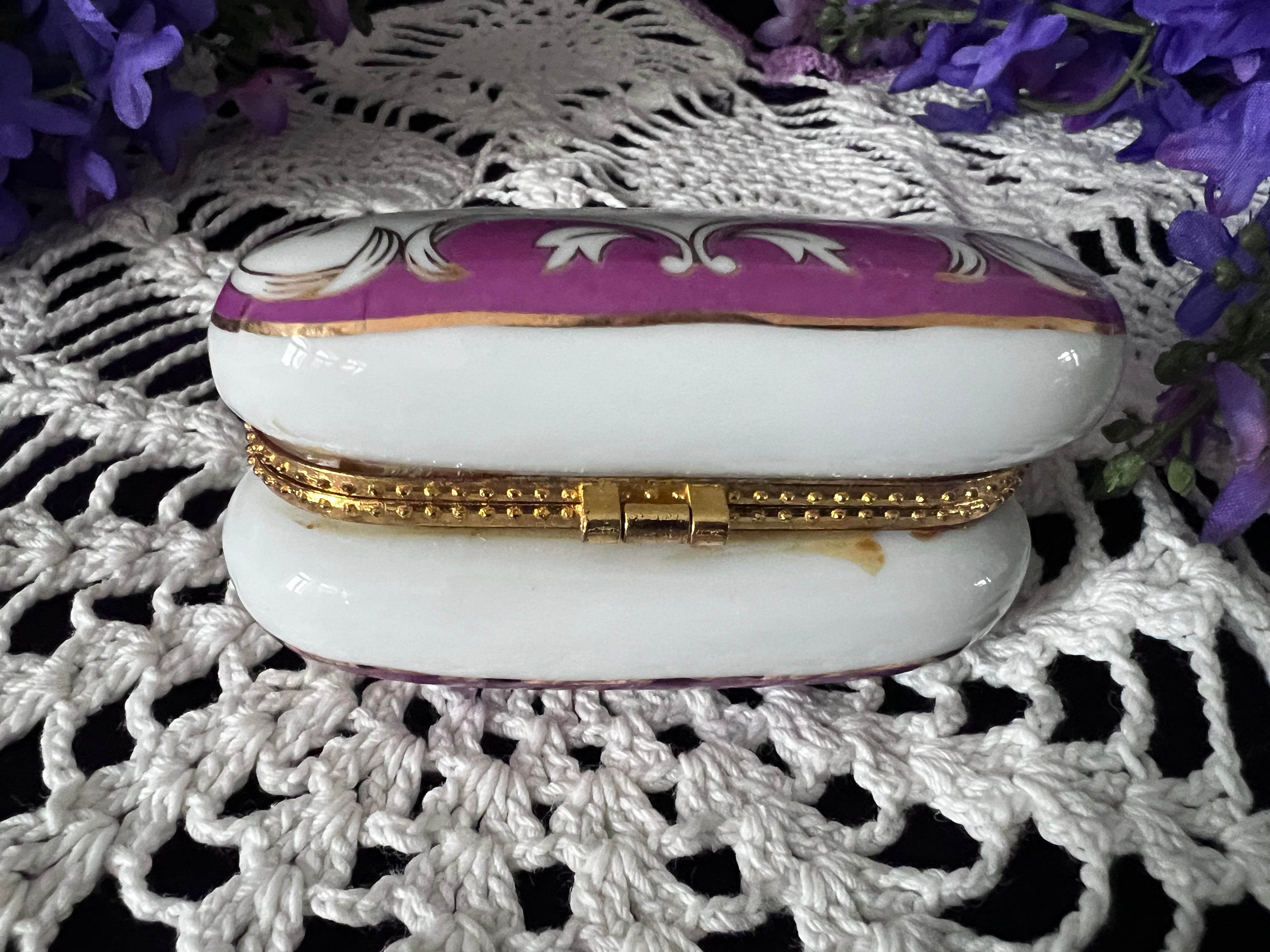 Adeline Collection Ceramic Handbag Trinket Box | Hand-Painted Floral Vintage Keepsake