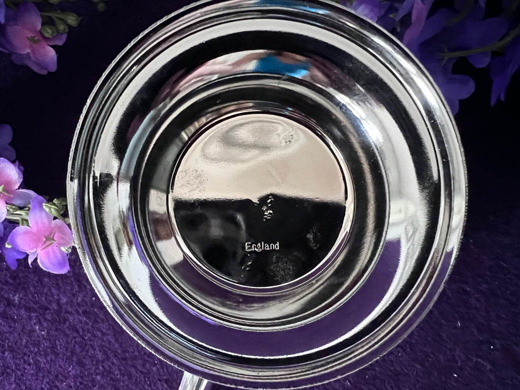 Cobalt Blue Crystal Bon Bon Dish with Silver-Tone Mounts | Vintage Birmingham England
