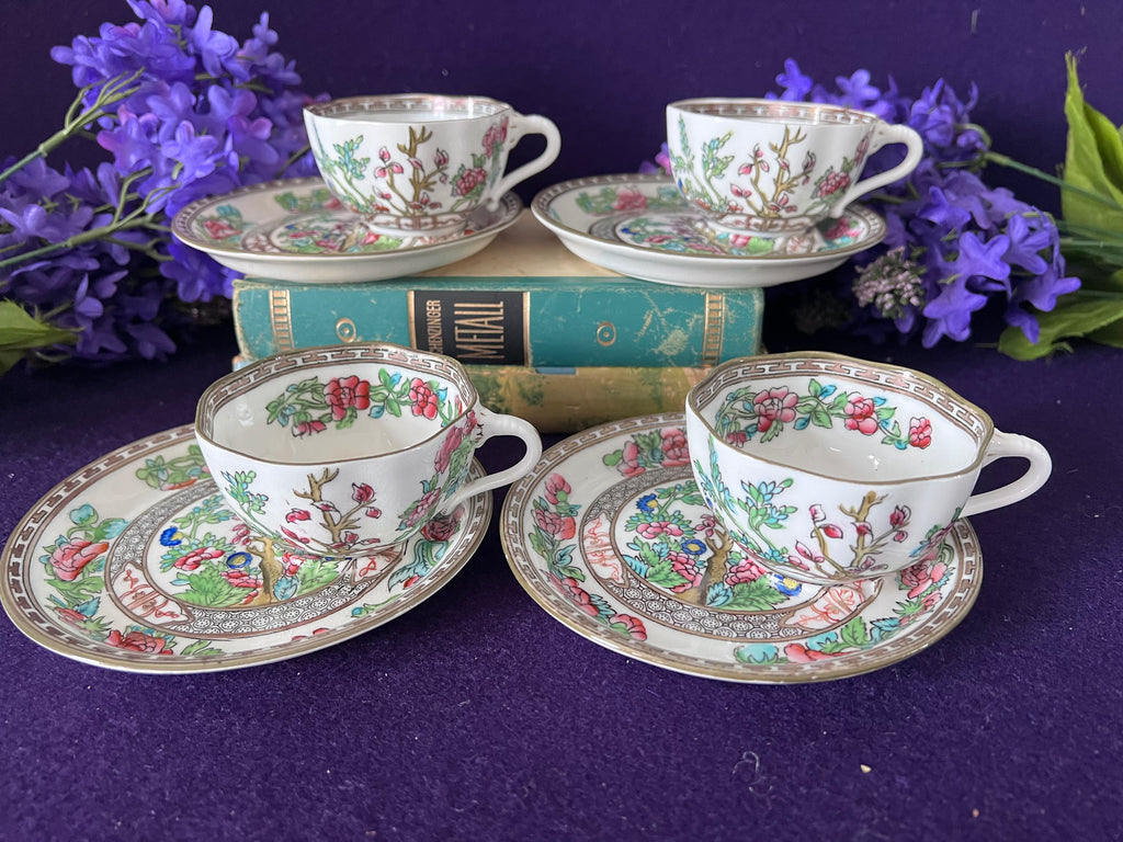 Coalport ‘Indian Tree’ Demitasse Cups & Saucers, Set of 4 | Antique English Porcelain c.1891–1920