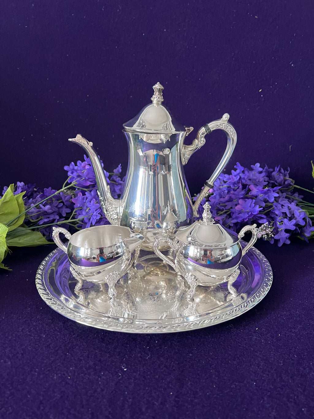 Hudson’s Bay Company Silverplate Tea Service, 4-Piece | E.P. Brass Mid-Century Vintage