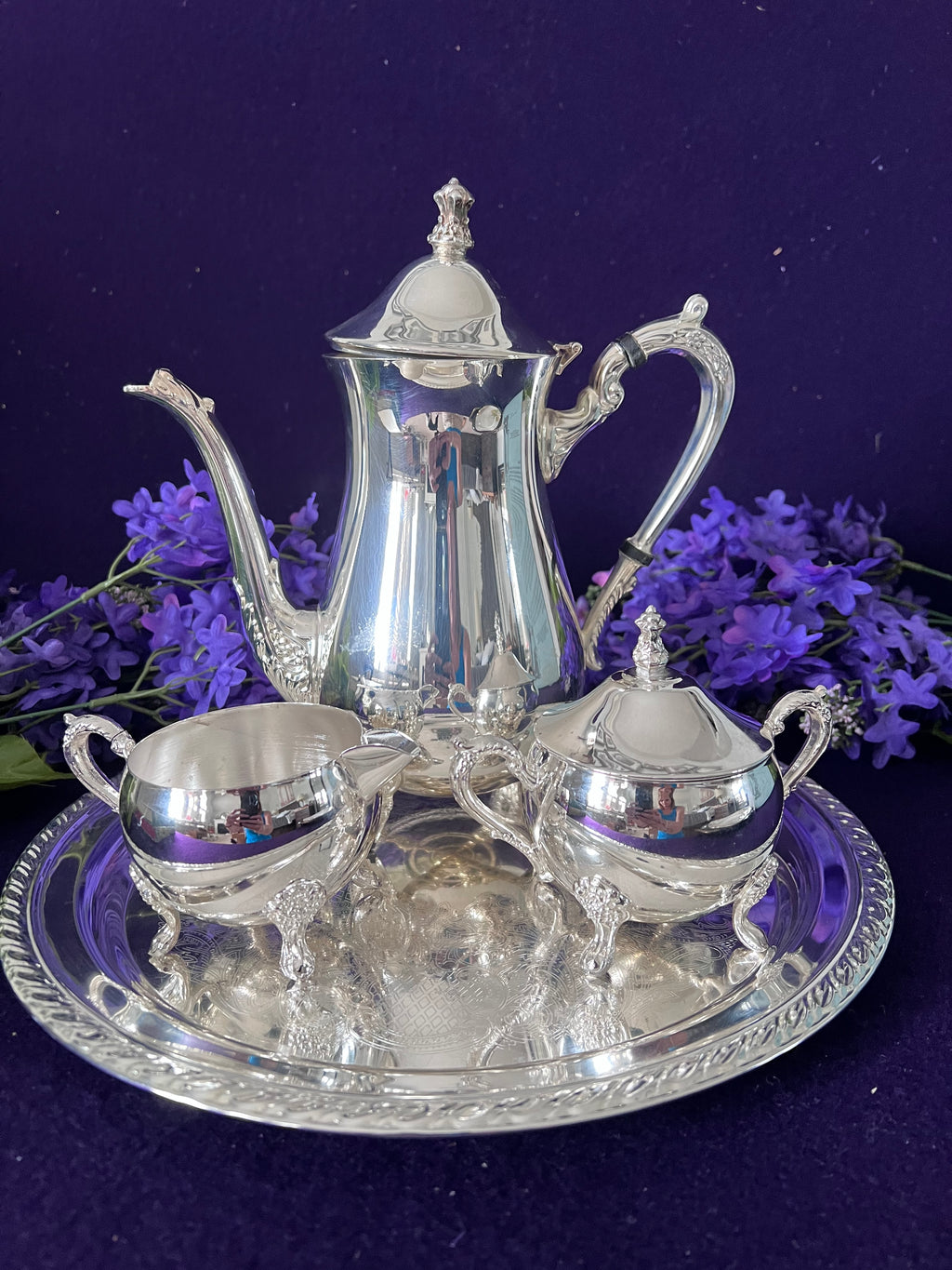 Hudson’s Bay Company Silverplate Tea Service, 4-Piece | E.P. Brass Mid-Century Vintage