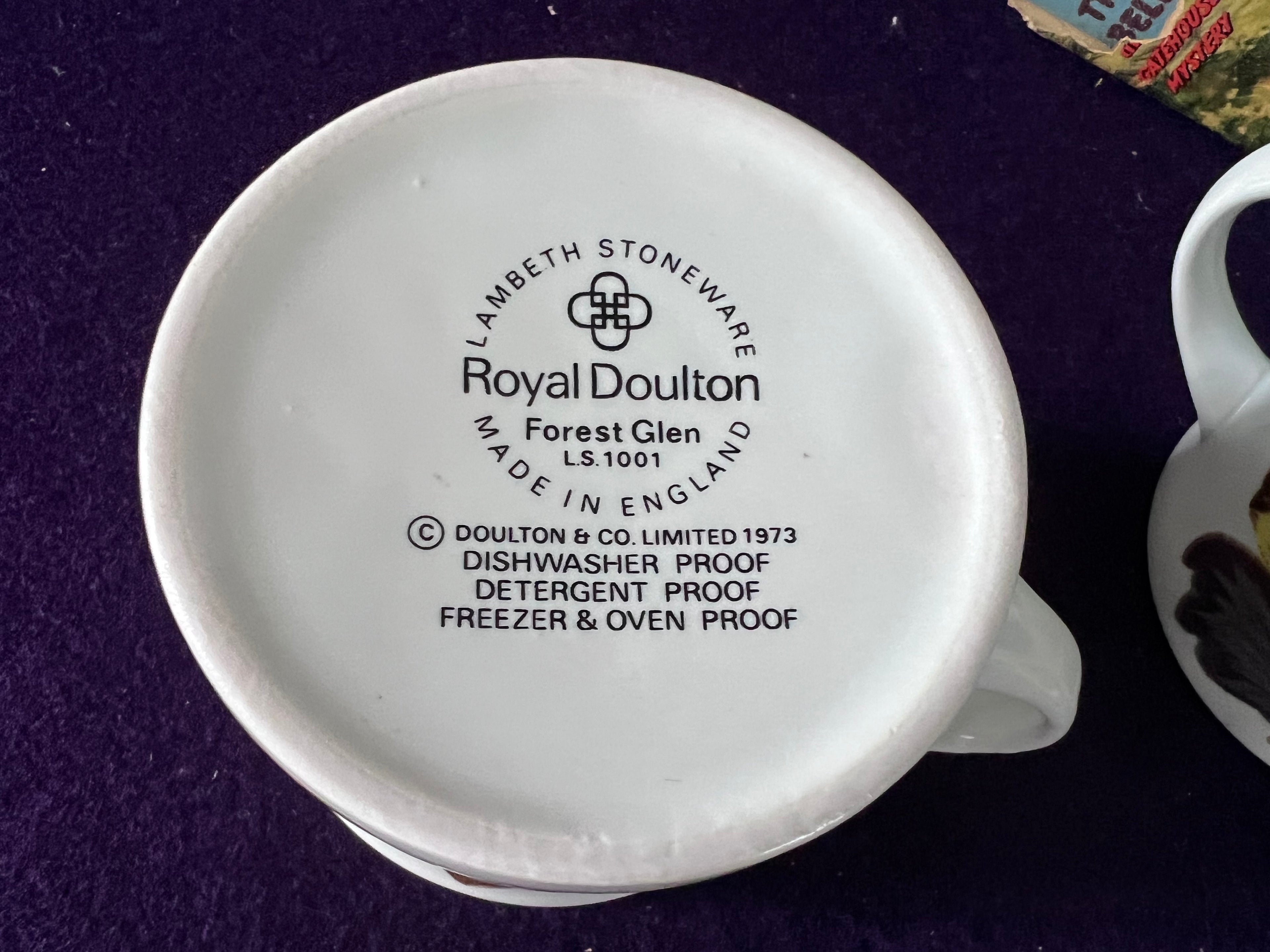 Royal Doulton ‘Forest Glen’ Mugs, Set of 4 | Lambeth Stoneware Vintage 1970s England