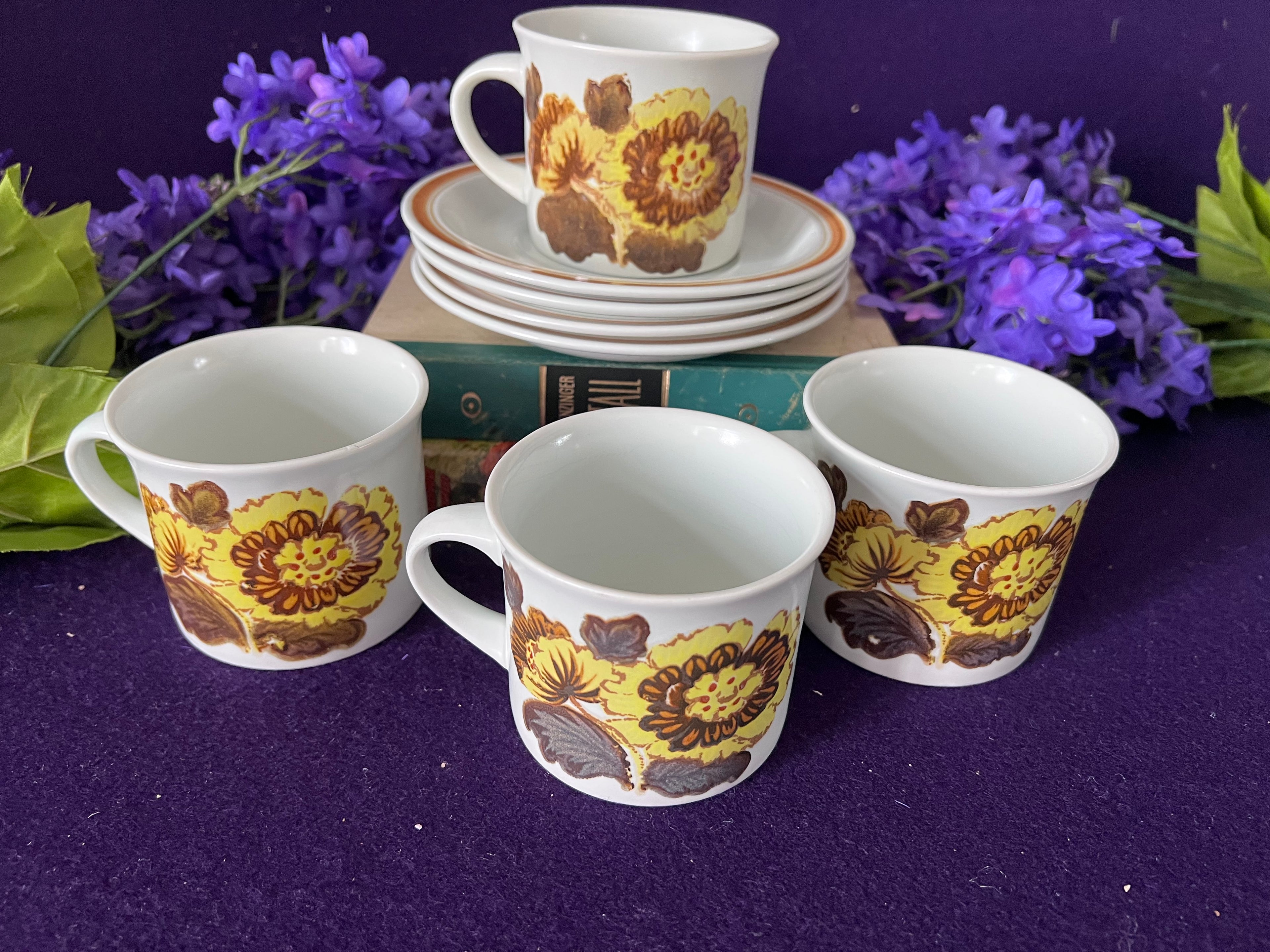 Royal Doulton ‘Forest Glen’ Mugs, Set of 4 | Lambeth Stoneware Vintage 1970s England