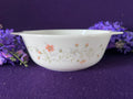 JAJ Pyrex Milk Glass Floral Bowl | Vintage Mid-Century English Kitchenware