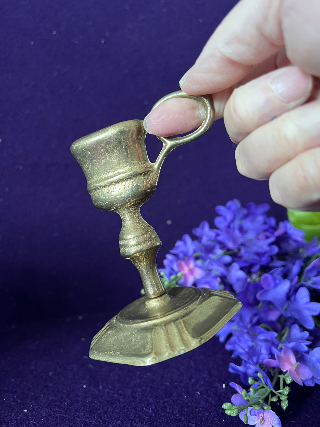 Vintage Italian Chamberstick Candle Holder | Ornate Metal Candle Stand | Made in Italy