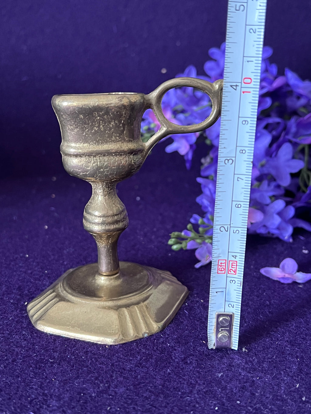 Vintage Italian Chamberstick Candle Holder | Ornate Metal Candle Stand | Made in Italy