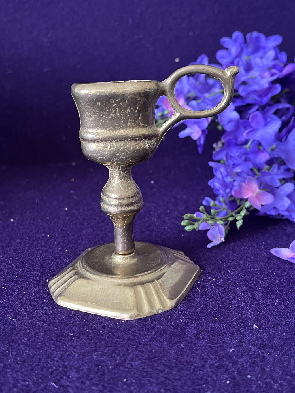 Vintage Italian Chamberstick Candle Holder | Ornate Metal Candle Stand | Made in Italy