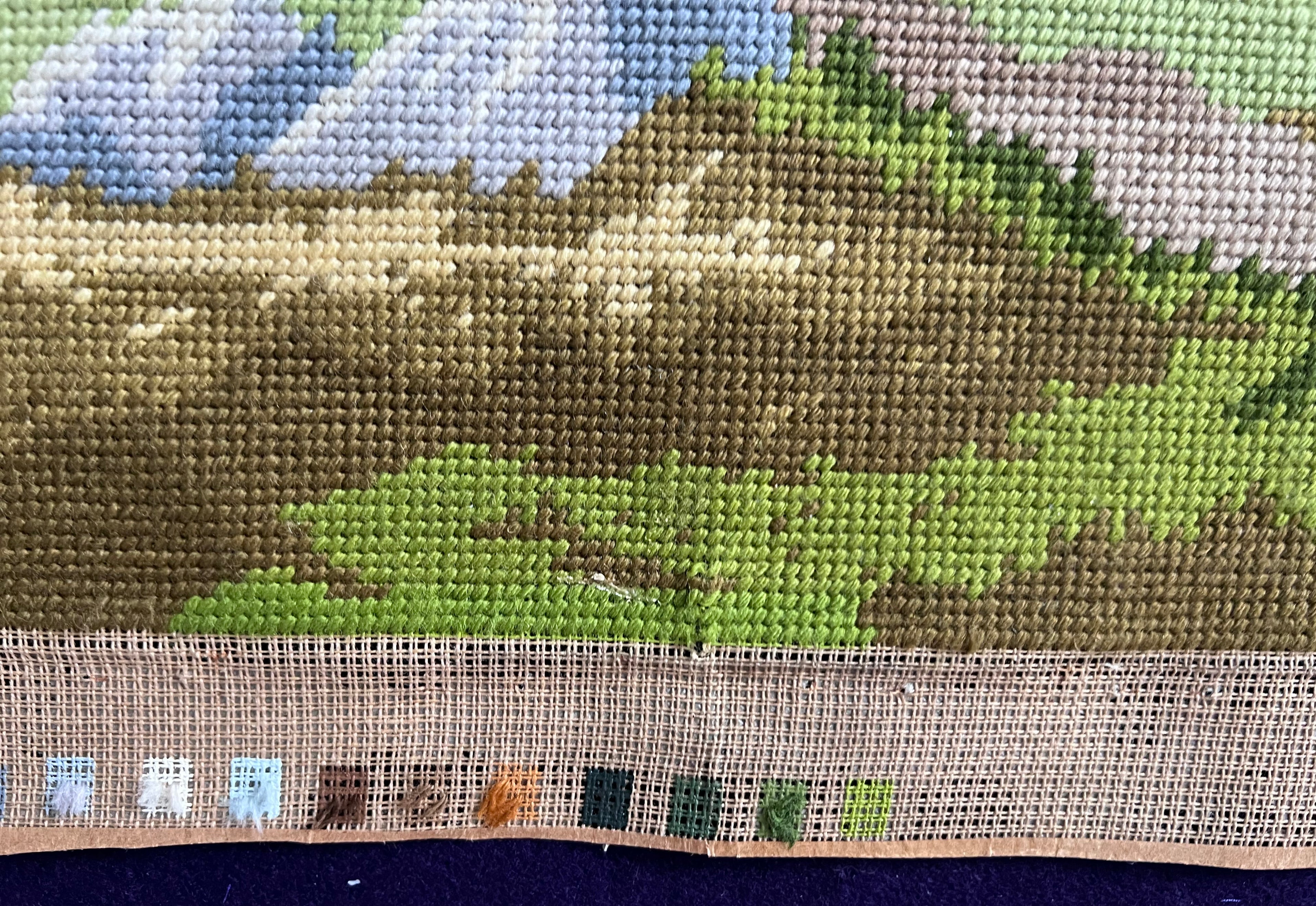 Vintage ‘Im Schwarzwald’ Needlepoint Tapestry | Large Black Forest Landscape Wall Art