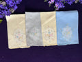 Vintage Pastel Embroidered Guest Towels, Set of 4 | Scalloped Edge Floral Linens