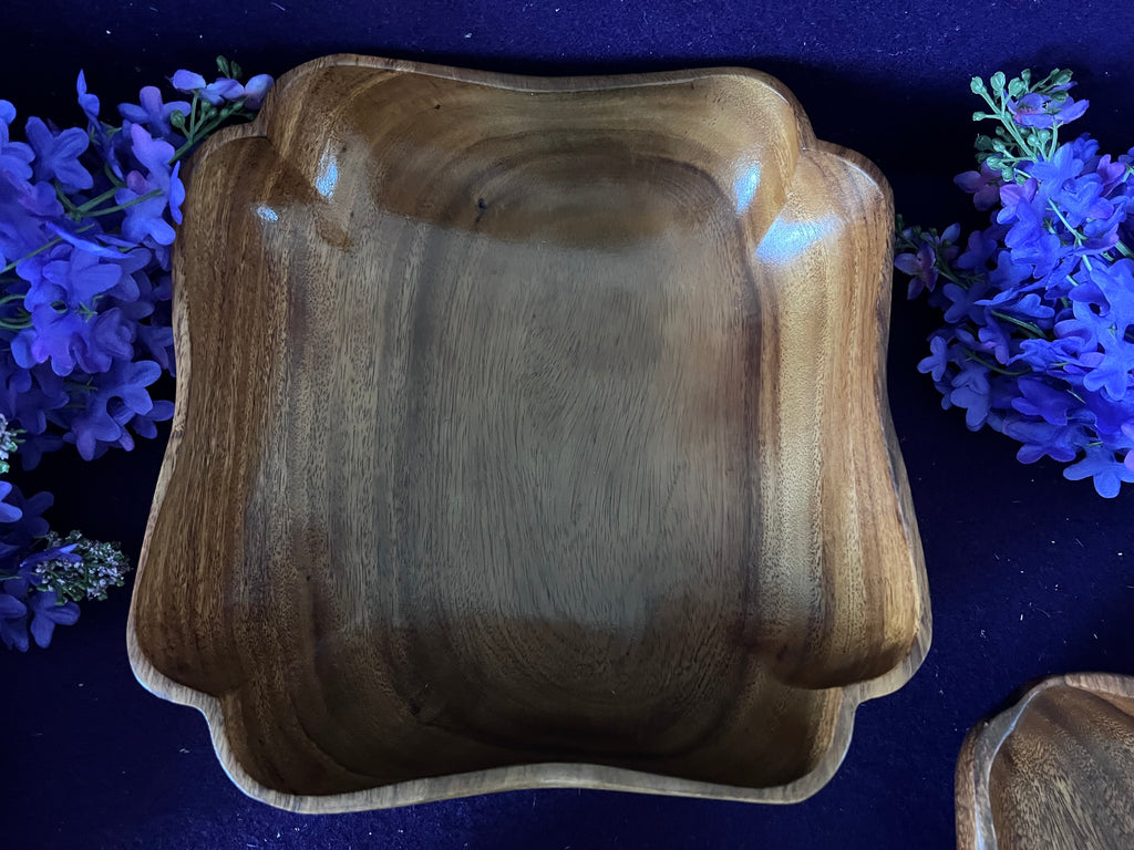 Vintage Monkey Pod Wood Salad Serving Set, 7-Piece | Hand-Crafted Philippines