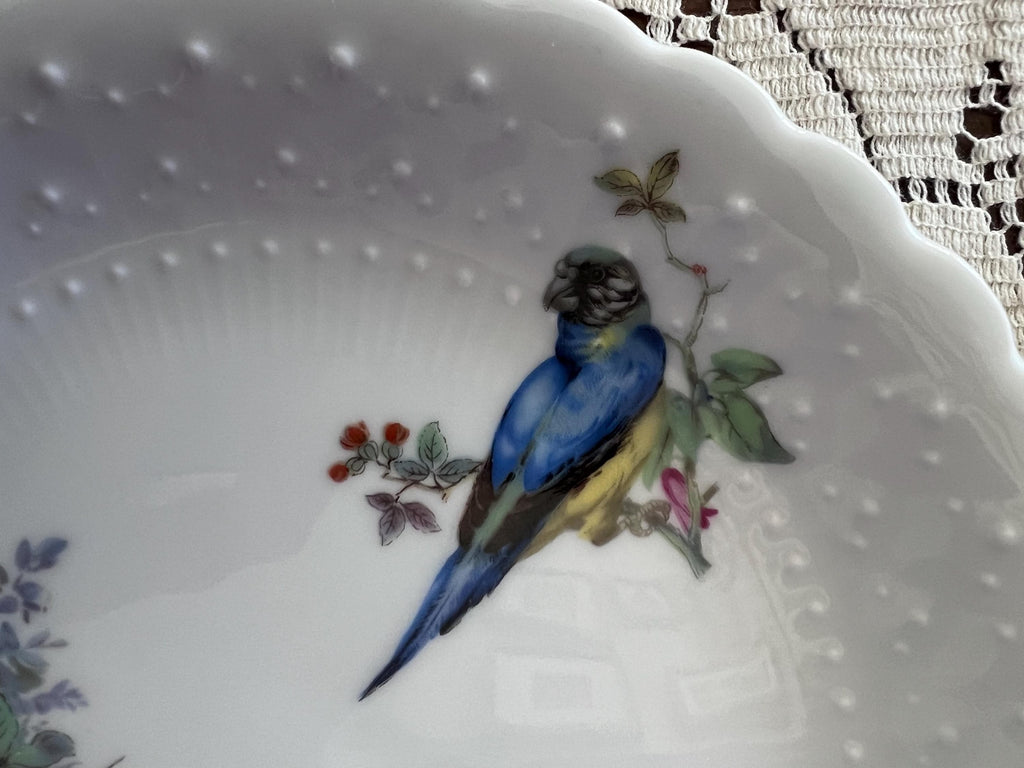 Set of 14 Georges Boyer Limoges Bird Plates | French Porcelaine Dure Dessert Set
