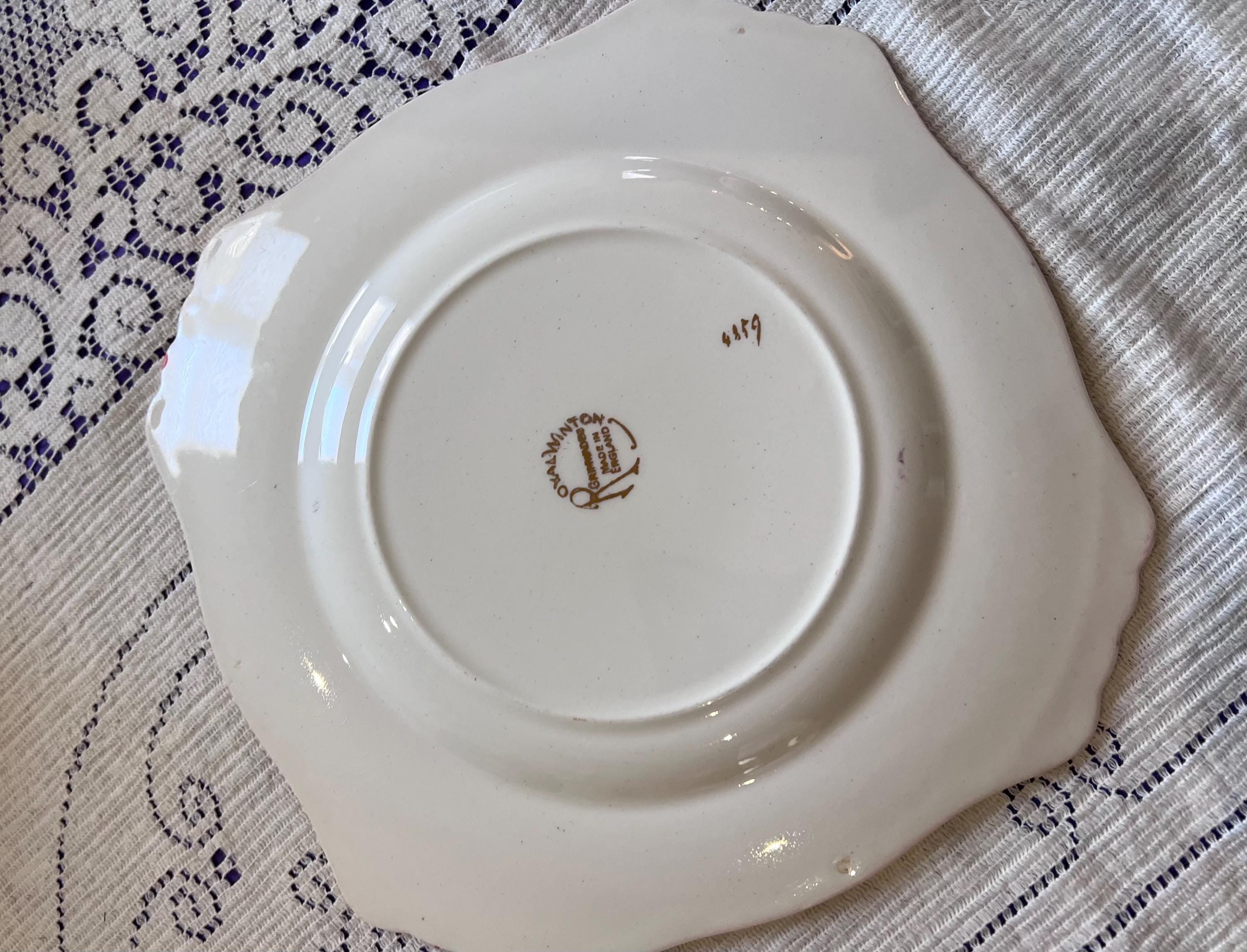 Royal Winton Grimwades Claret Gold Chintz Square Plate | Hand-Painted Floral Center, Filigree Border