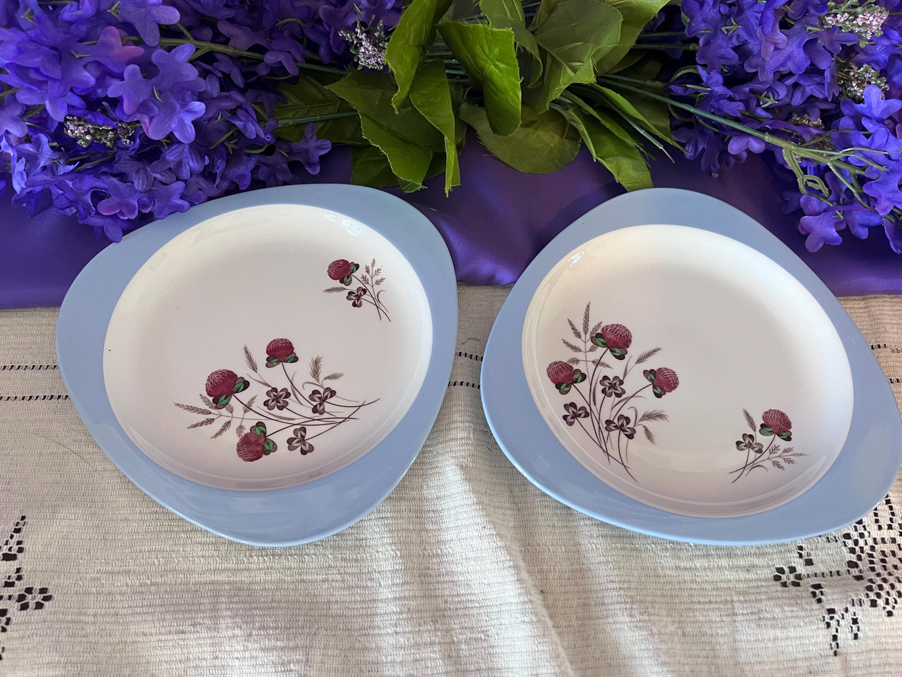 Vintage Spode Summer Days Dinnerware – Build Your Set – Pristine S3304 Red Clover and Blue Rim Replacements – Sets of 2