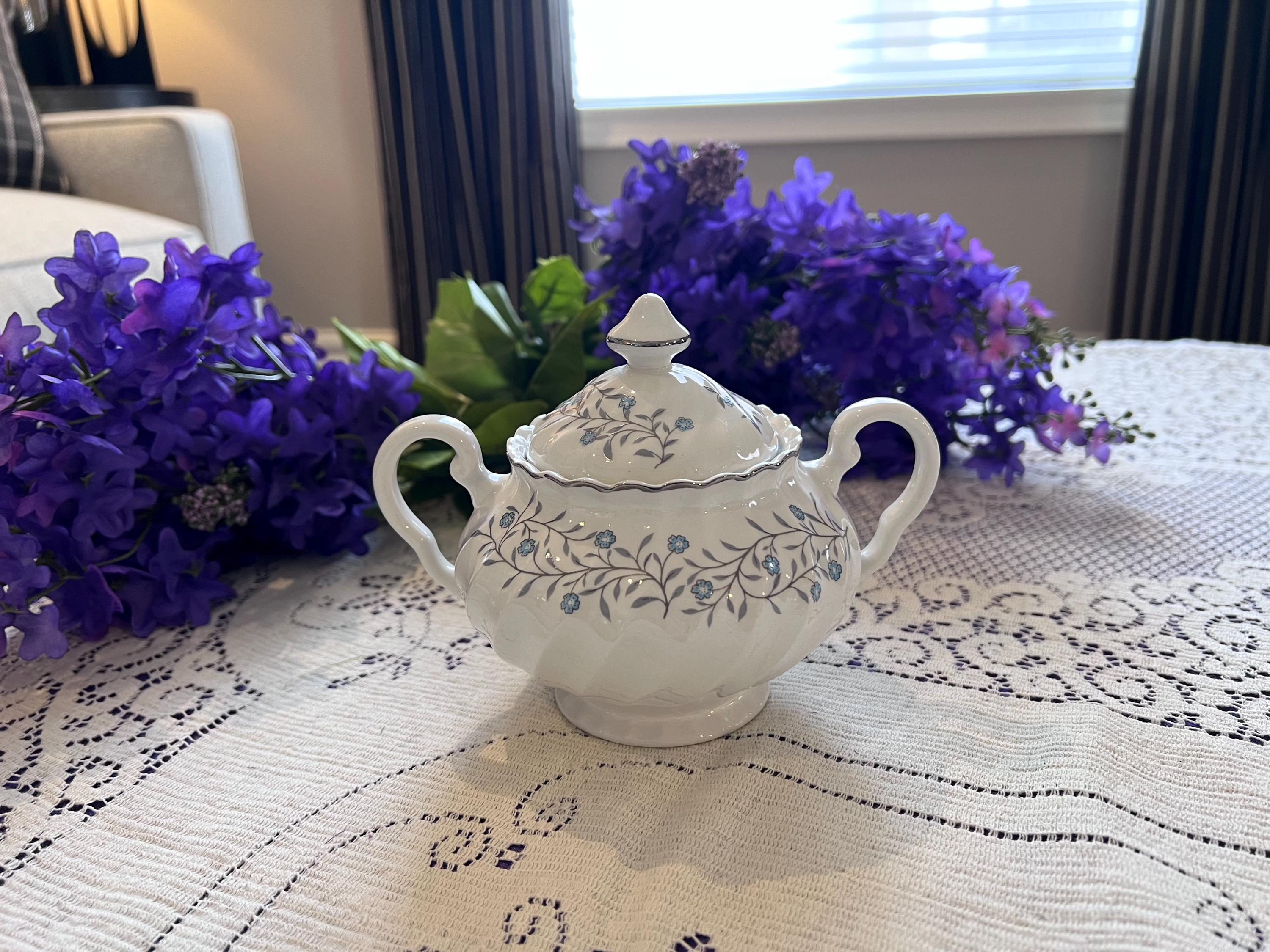 Johnson Brothers Waldorf Blue Floral Dinnerware | Regency Ironstone China, Platinum Trim