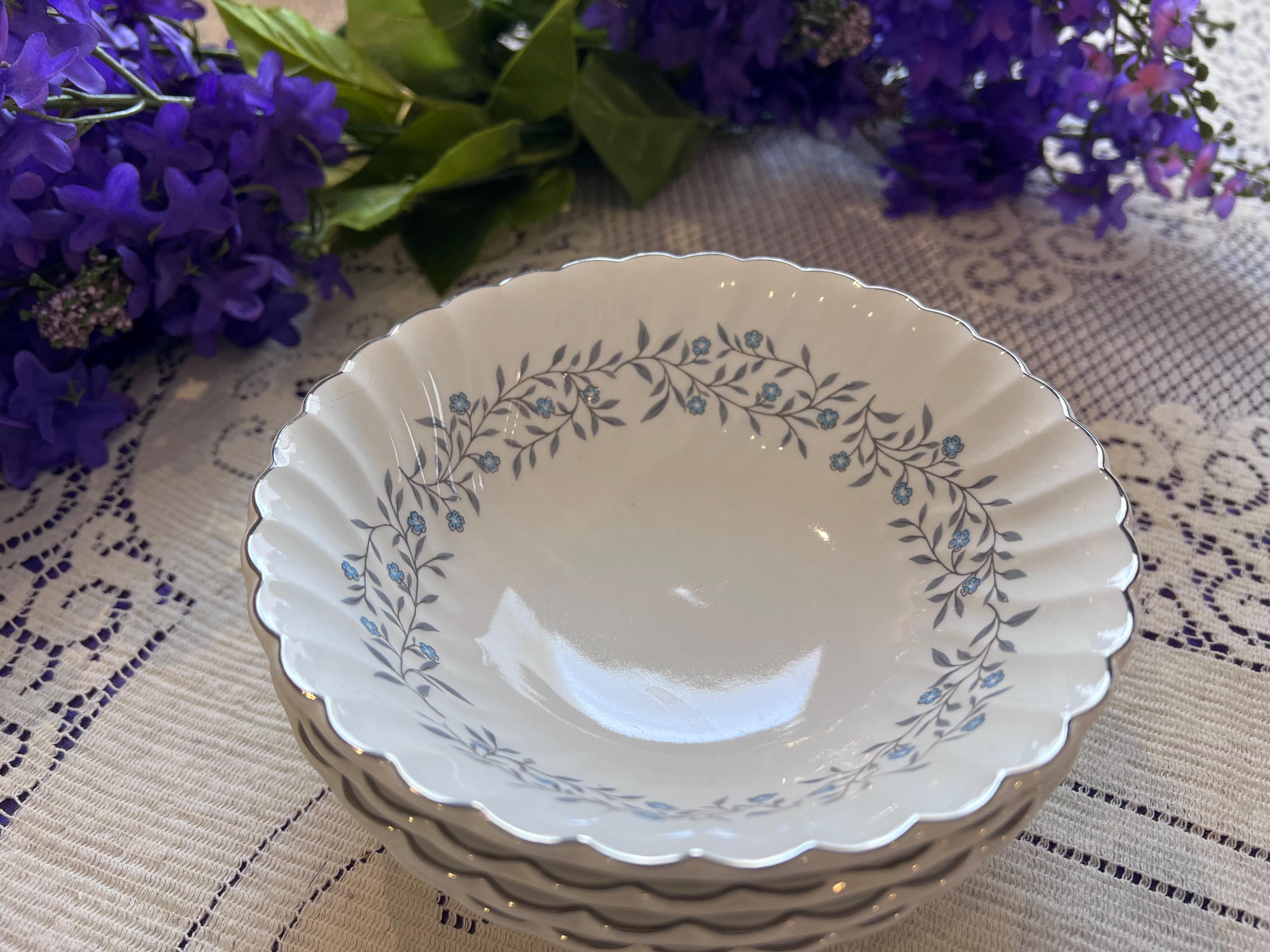 Johnson Brothers Waldorf Blue Floral Dinnerware | Regency Ironstone China, Platinum Trim