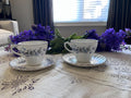 Vintage J&G Meakin Teacup and Saucer Set – Blue Floral English Ironstone (Set of 2)