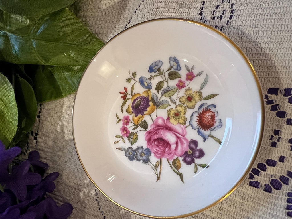 Royal Worcester Bone China Pin Dishes, Set of 2, Floral Dianthus, Summer Bouquet (1951)