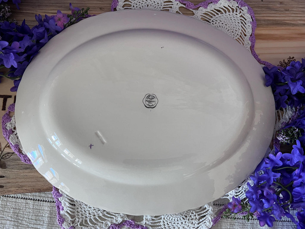 Vintage Simpsons Ambassador Ware Platter | Purple Violets, Gold Trim, English Ironstone Serving Dish