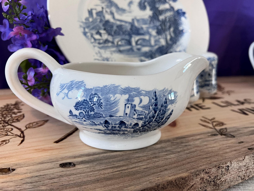 Rare Enoch Wedgwood Countryside Blue Transferware - Complete 65 -Piece Dinner Service for 12 - English Ironstone