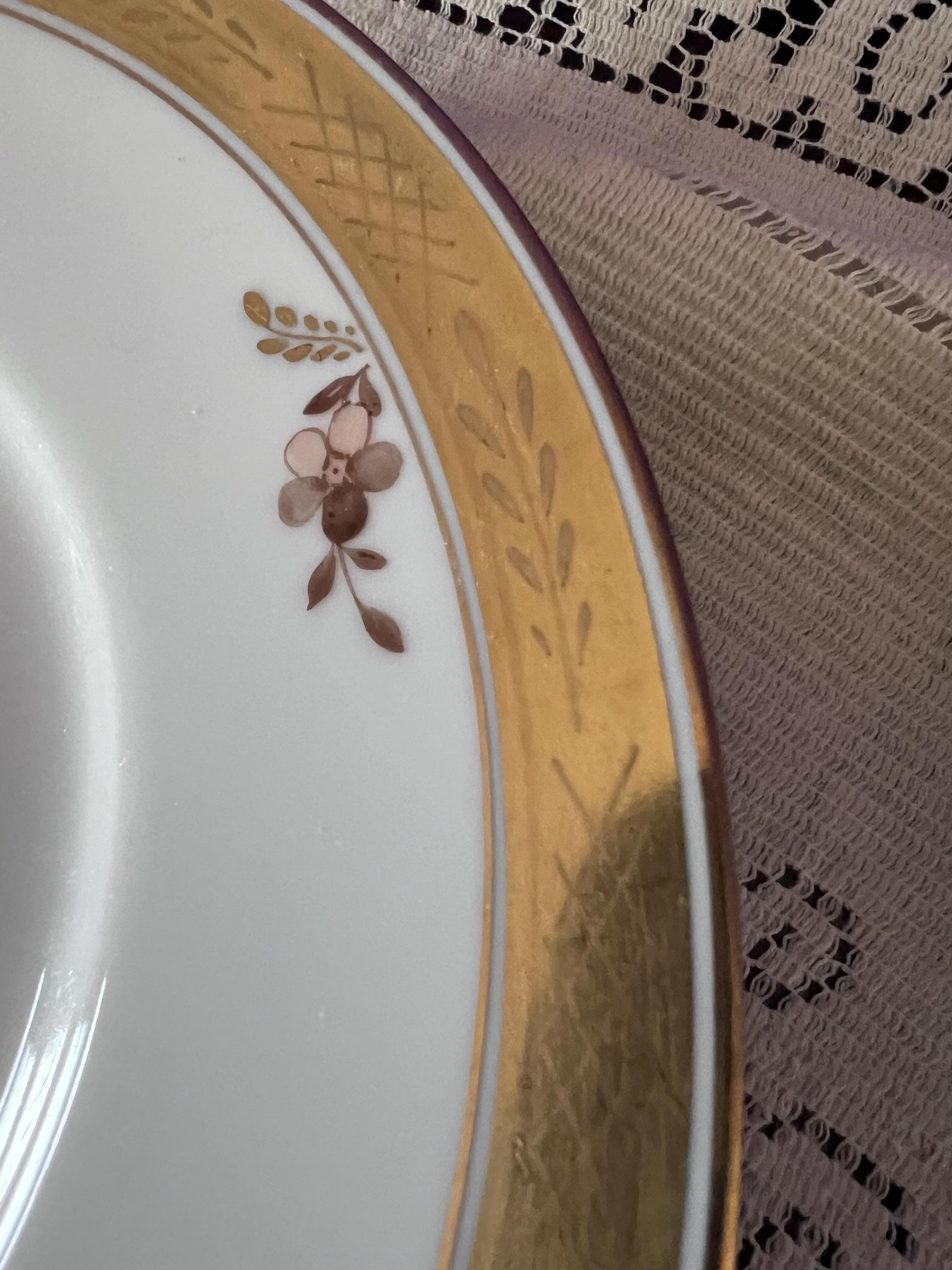 Vintage Royal Copenhagen Porcelain Plates | Set of 8 | Gilded Flower Basket