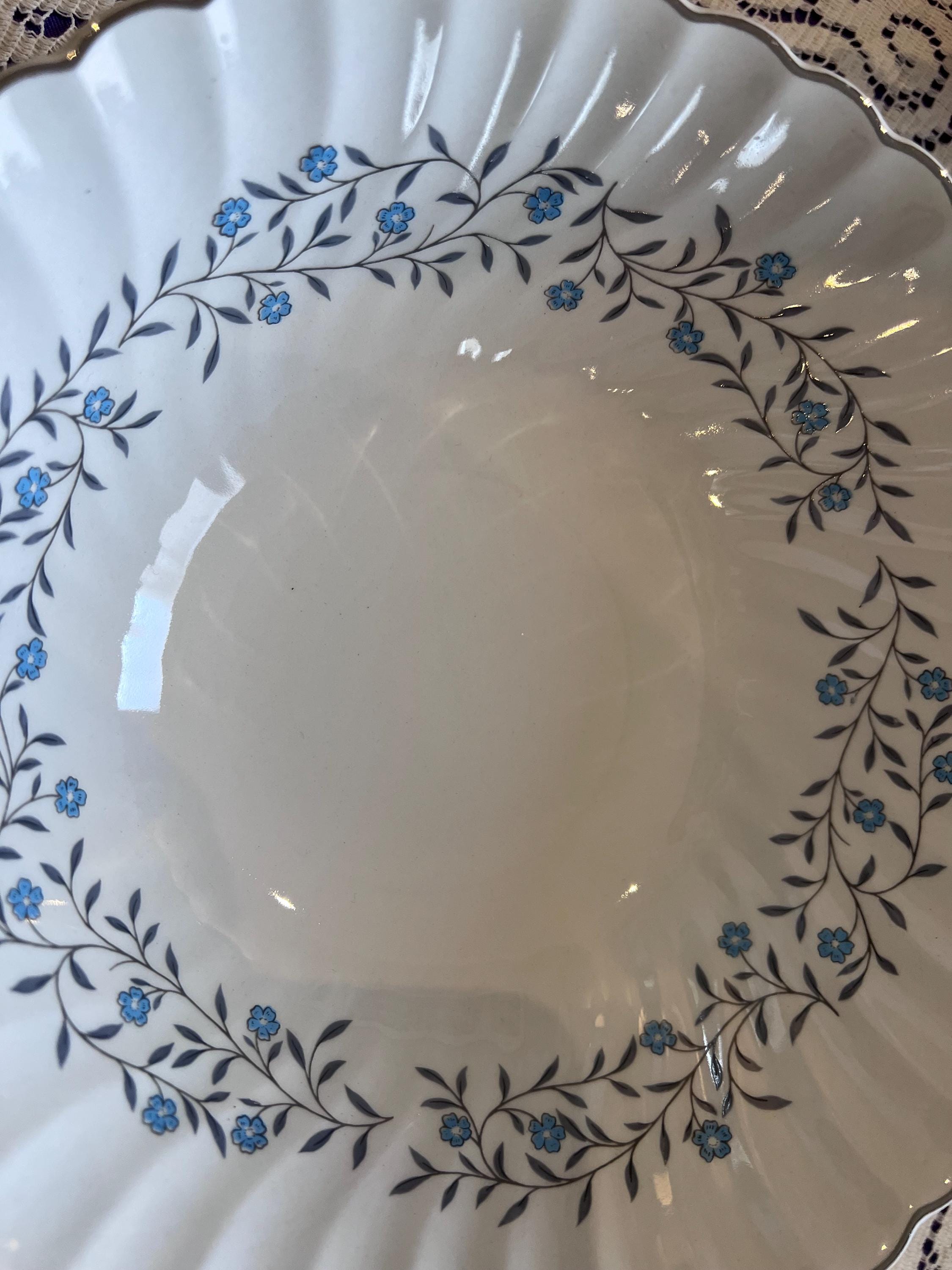 Johnson Brothers Waldorf Blue Floral Dinnerware | Regency Ironstone China, Platinum Trim