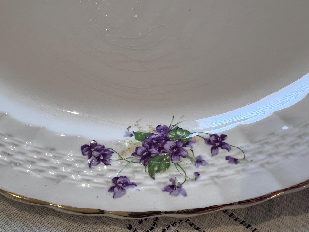Vintage Simpsons Ambassador Ware Platter | Purple Violets, Gold Trim, English Ironstone Serving Dish