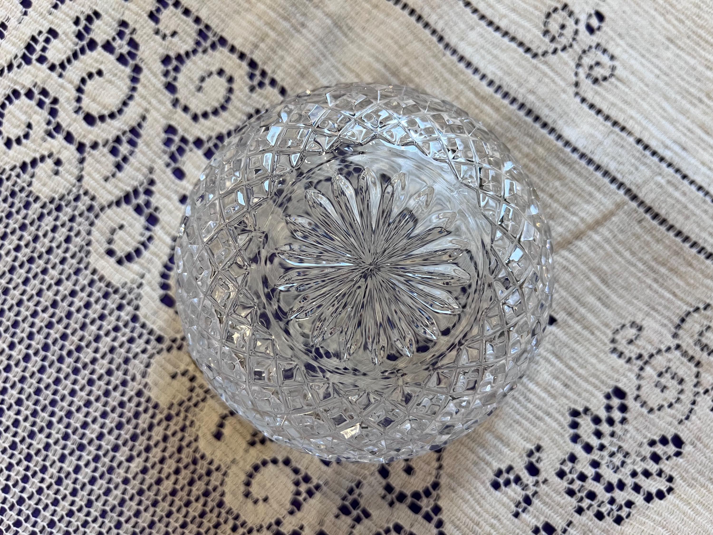 Bohemia Crystal Dessert Bowls – Diamond Cut Lead Crystal Set (Czechoslovakia)