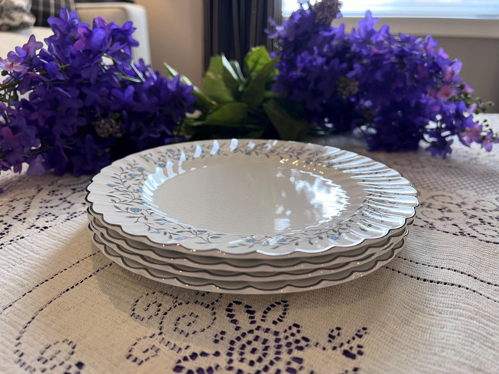 Johnson Brothers Waldorf Blue Floral Dinnerware | Regency Ironstone China, Platinum Trim