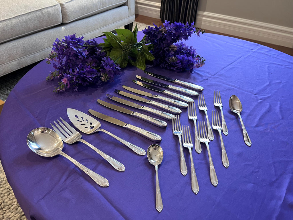 Vintage Wm. Rogers Rosalie Silverplate Flatware Set – 21 Pieces Floral Art Deco