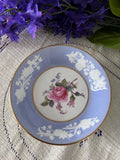 Pristine Spode Copeland "Maritime Rose" Dessert Service | Rare Periwinkle & Jewel-Embossed Fine Bone China