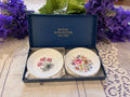 Royal Worcester Bone China Pin Dishes, Set of 2, Floral Dianthus, Summer Bouquet (1951)