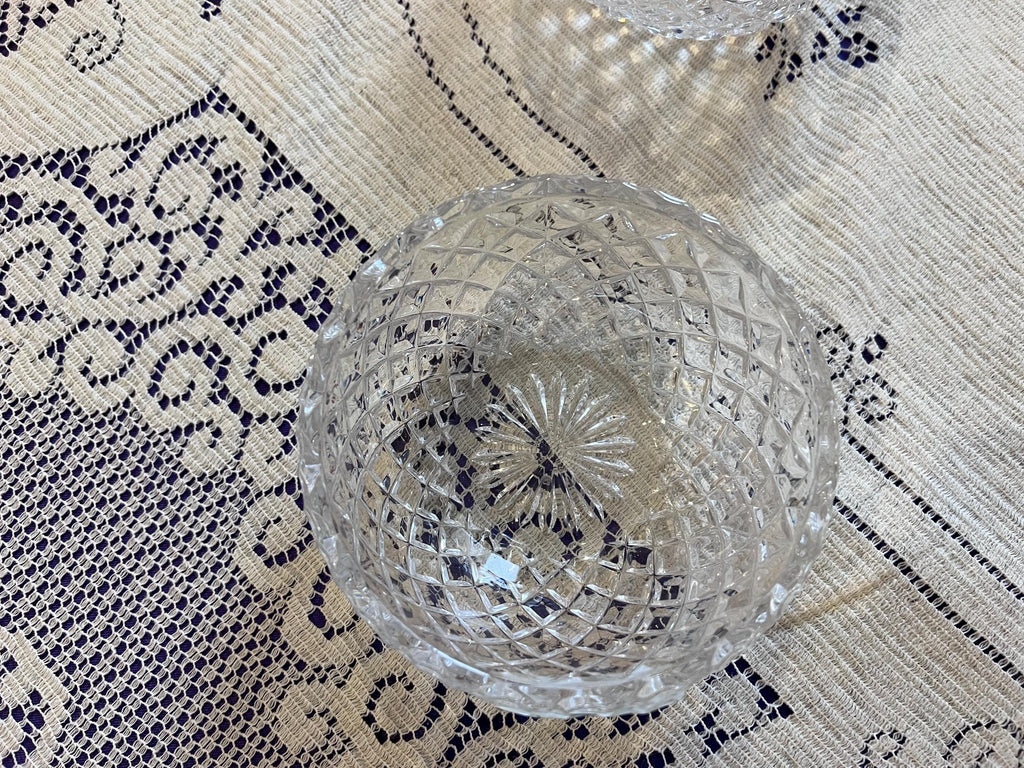 Bohemia Crystal Dessert Bowls – Diamond Cut Lead Crystal Set (Czechoslovakia)