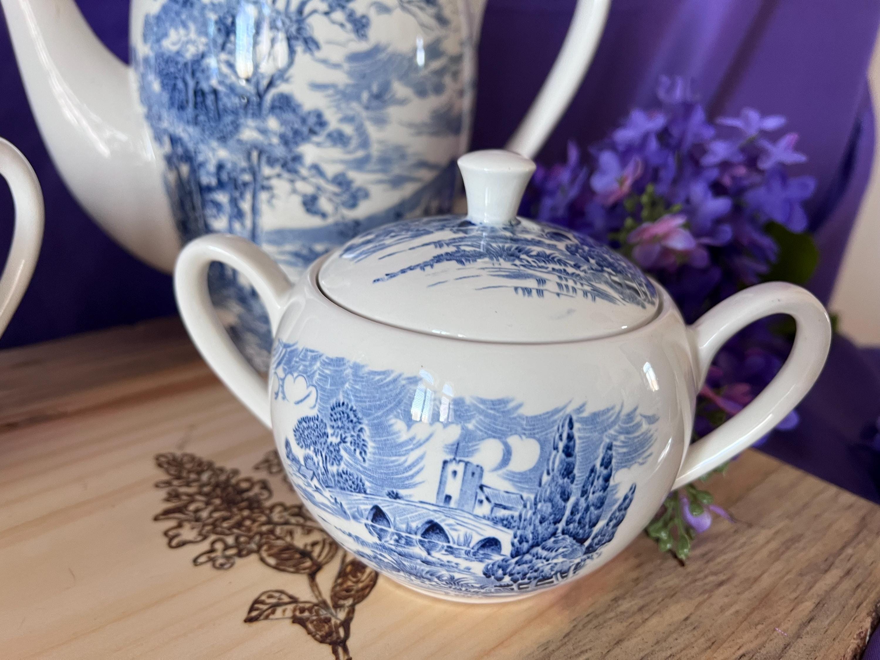 Rare Enoch Wedgwood Countryside Blue Transferware - Complete 65 -Piece Dinner Service for 12 - English Ironstone