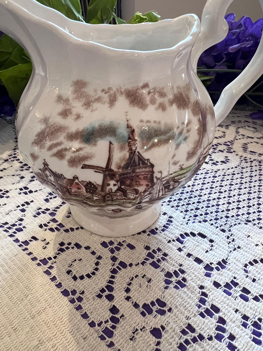 Rare Johnson Brothers Tulip Time Teapot Set | Brown Transferware, Made in England