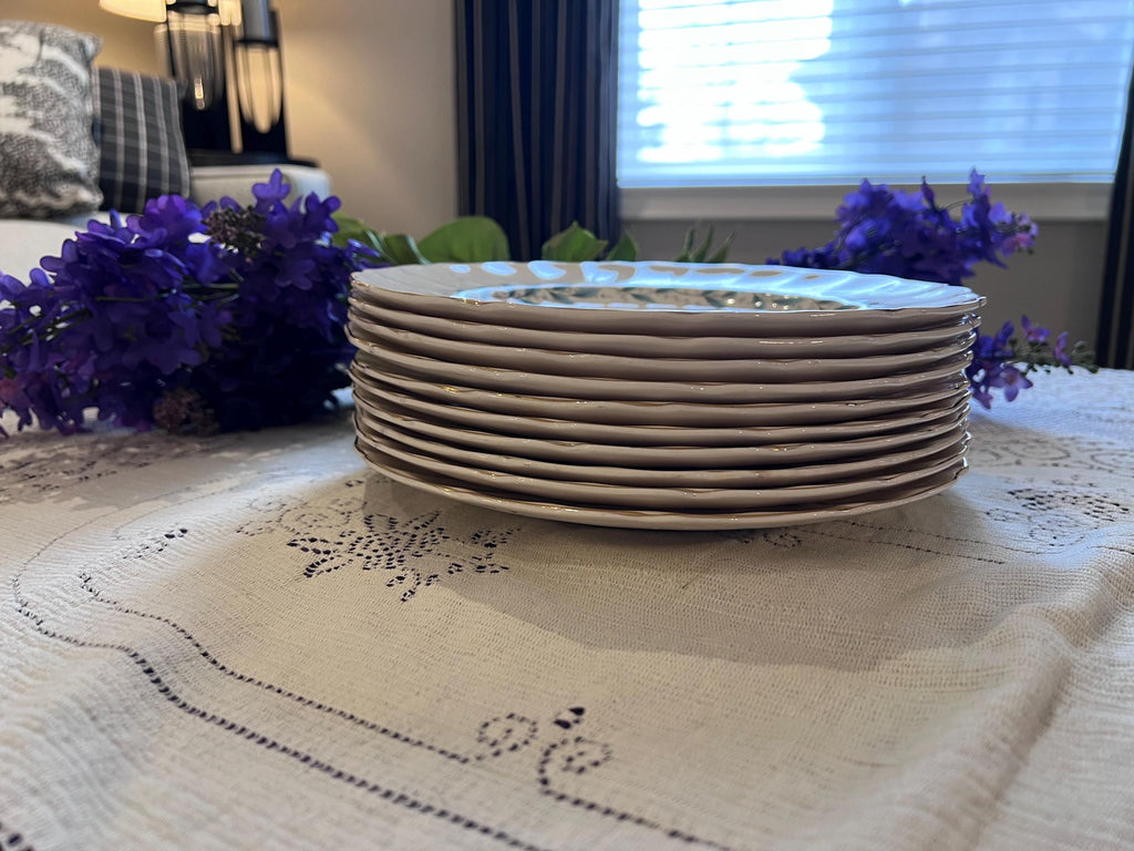 Vintage Johnson Bros Blue Leaf Wreath Plates – Scalloped Regency Ironstone Service for 4